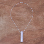 Sterling silver and wood pendant necklace, 'Modern Sliver' (2.9 inch) - Sterling Silver and Wood Pendant Necklace (2.9 In.)