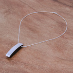 Sterling silver and wood pendant necklace, 'Modern Sliver' (2.9 inch) - Sterling Silver and Wood Pendant Necklace (2.9 In.)