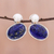 Lapis lazuli and cultured pearl drop earrings, 'Star and Moon' - Lapis Lazuli and Cultured Pearl Drop Earrings from Thailand (image 2) thumbail