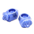 Ceramic tealight holders, 'Cute Elephants in Blue' (pair) - Cute Elephant Blue Ceramic Tealight Holders (Pair) (image 2a) thumbail