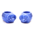 Ceramic tealight holders, 'Cute Elephants in Blue' (pair) - Cute Elephant Blue Ceramic Tealight Holders (Pair) (image 2c) thumbail