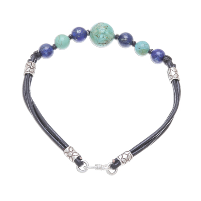 Howlite and lapis lazuli beaded bracelet, 'Cool Candy' - Howlite and Lapis Lazuli Beaded Bracelet from Thailand