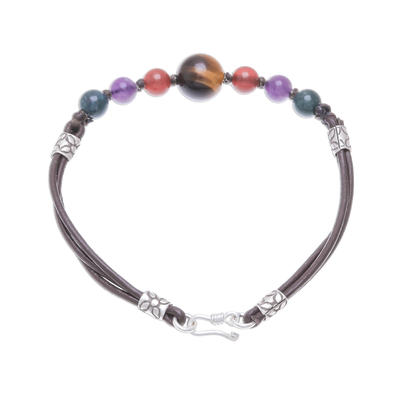 Multi-gemstone beaded bracelet, 'Playful Rainbow' - Multi-Gemstone Beaded Bracelet Crafted in Thailand