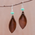 Leather dangle earrings, 'Brown Leaves' - Leather Leaf Dangle Earrings (image 2) thumbail