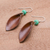 Leather dangle earrings, 'Brown Leaves' - Leather Leaf Dangle Earrings (image 2b) thumbail