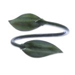 Leather wrap bracelet, 'Forest Embrace in Olive' - Leafy Leather Wrap Bracelet in Olive from Thailand