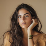 Leather wrap bracelet, 'Forest Embrace in Olive' - Leafy Leather Wrap Bracelet in Olive from Thailand