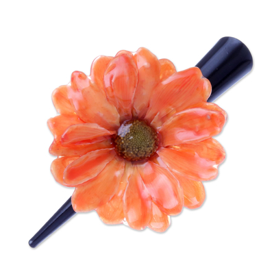 Natural Orange Aster Hair Clip from Thailand