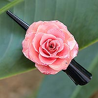 Natural rose hair clip, Pink Sweetheart