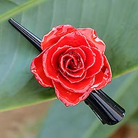 Featured review for Natural rose hair clip, Crimson Sweetheart