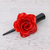 Natural rose hair clip, 'Crimson Sweetheart' - Natural Red Sweetheart Rose Hair Clip from Thailand (image 2b) thumbail