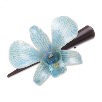 Natural Blue Thai Orchid Hair Clip