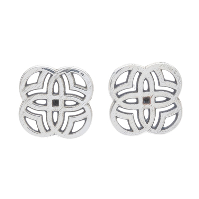 Sterling Silver Stud Earrings with Intricate Openwork