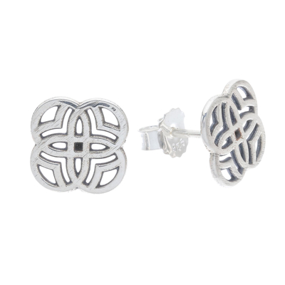 Sterling silver stud earrings, 'Blissful Intricacy' - Sterling Silver Stud Earrings with Intricate Openwork