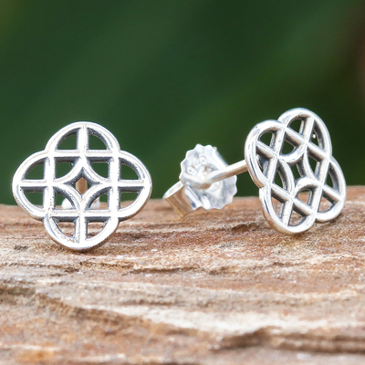 Sterling silver stud earrings, 'Delightful Openwork' - Openwork Pattern Sterling Silver Stud Earrings from Thailand