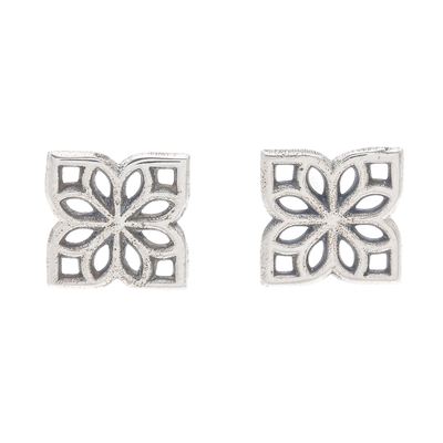 Floral Openwork Sterling Silver Stud Earrings from Thailand