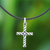Sterling silver pendant necklace, 'Beacon Cross' - Artisan Crafted Thai Sterling Silver Cross Necklace with CZ (image 2) thumbail
