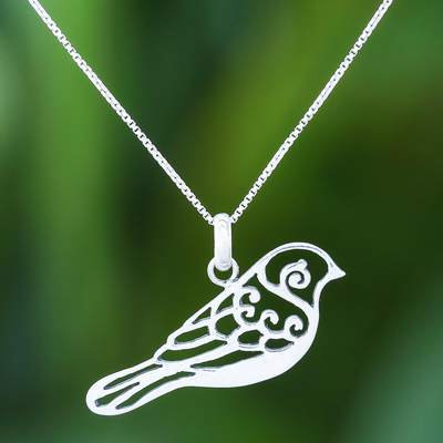 Sterling silver pendant necklace, Curling Feathers