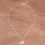 Sterling silver pendant necklace, 'Curling Feathers' - Curl Pattern Sterling Silver Bird Pendant Necklace