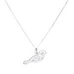 Sterling silver pendant necklace, 'Curling Feathers' - Curl Pattern Sterling Silver Bird Pendant Necklace