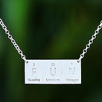 Sterling silver pendant necklace, 'Formula for Fun'