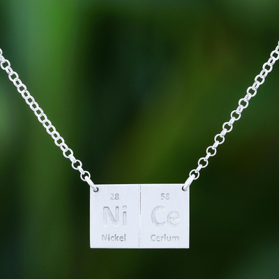 Sterling silver pendant necklace, 'Formula for Nice' - Fair Trade Thai Sterling Silver Pendant Necklace