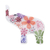 Broschennadel aus Keramik - Handbemalte Elefanten-Brosche mit Blumen auf Weiß