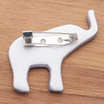 Ceramic brooch pin, 'Grey Floral Elephant' - Hand Painted Elephant Brooch Pin with Flowers on Grey