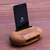 Teak wood phone speaker, 'Rock Out' - Egg-Shaped Teak Wood Phone Speaker from Thailand (image 2c) thumbail