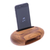 Teak wood phone speaker, 'Rock Out' - Egg-Shaped Teak Wood Phone Speaker from Thailand (image 2e) thumbail