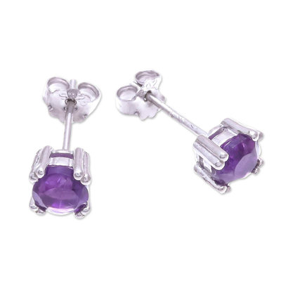 Faceted Amethyst Stud Earrings from Thailand