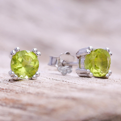 Peridot stud earrings, Sparkling Gems