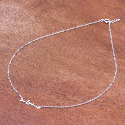 Sterling silver pendant necklace, 'Romance Arrow' - Love-Themed Sterling Silver Pendant Necklace Thailand