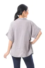 Cotton blouse, 'Classic Bloom in Ash' - Floral Embroidered Cotton Blouse in Ash from Thailand