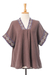 Cotton blouse, 'Classic Diamonds' - Embroidered Cotton Blouse in Mahogany from Thailand (image 2e) thumbail