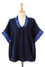 Cotton blouse, 'Classic Bloom in Navy' - Floral Embroidered Cotton Blouse in Navy from Thailand (image 2c) thumbail