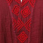 Cotton robe, 'Relaxing Sangria' - Embroidered Cotton Robe in Cerise and Strawberry