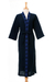 Cotton robe, 'Midnight Relaxation' - Diamond Embroidered Cotton Robe in Midnight from Thailand (image 2a) thumbail