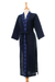 Cotton robe, 'Midnight Relaxation' - Diamond Embroidered Cotton Robe in Midnight from Thailand (image 2b) thumbail