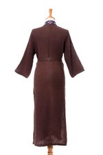 Cotton robe, 'Nature Relaxation' - Diamond Embroidered Cotton Robe in Chestnut from Thailand