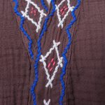 Cotton robe, 'Nature Relaxation' - Diamond Embroidered Cotton Robe in Chestnut from Thailand