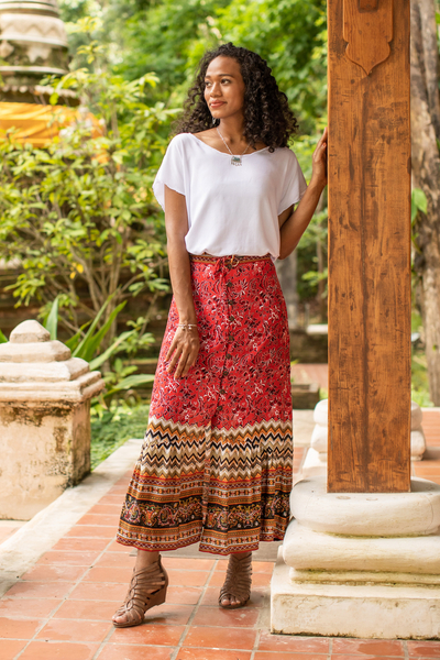 Rayon skirt, Fantastic Floral Garden