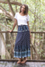 Rayon skirt, 'Navy Paisleys' - Paisley Motif Printed Rayon Skirt from Thailand (image 2) thumbail