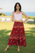 Rayon skirt, 'Poppy Garden' - Floral Rayon Skirt in Poppy Crafted in Thailand thumbail