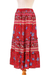 Rayon skirt, 'Poppy Garden' - Floral Rayon Skirt in Poppy Crafted in Thailand (image 2c) thumbail