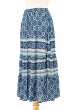 Rayon skirt, 'Fascinating Night' - Floral Motif Printed Rayon Skirt from Thailand