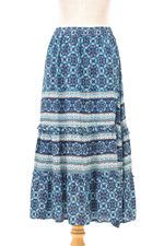 Rayon skirt, 'Fascinating Night' - Floral Motif Printed Rayon Skirt from Thailand