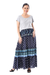 falda de rayón - Falda de rayón con motivo de cachemira índigo confeccionada en Tailandia