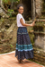 Rayon skirt, 'Tender Paisleys' - Indigo Paisley Motif Rayon Skirt Crafted in Thailand (image 2b) thumbail
