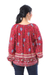 Rayon blouse, 'Poppy Garden' - Floral Rayon Blouse in Poppy Crafted in Thailand (image 2b) thumbail
